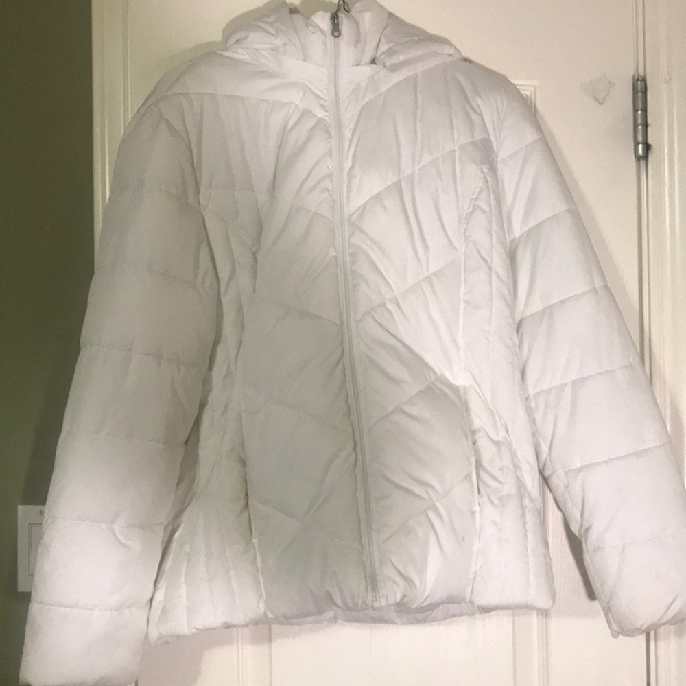 All white winter bubble jacket!
